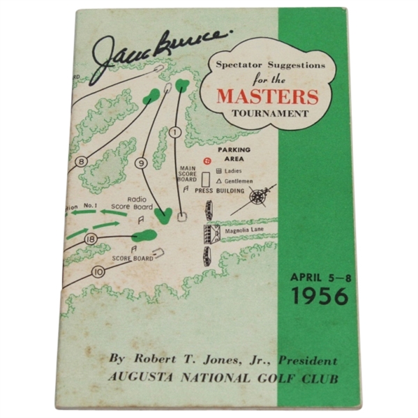  1956 Masters Tournament Spec Guide Signed By Winnner Jack Burke- JSA COA