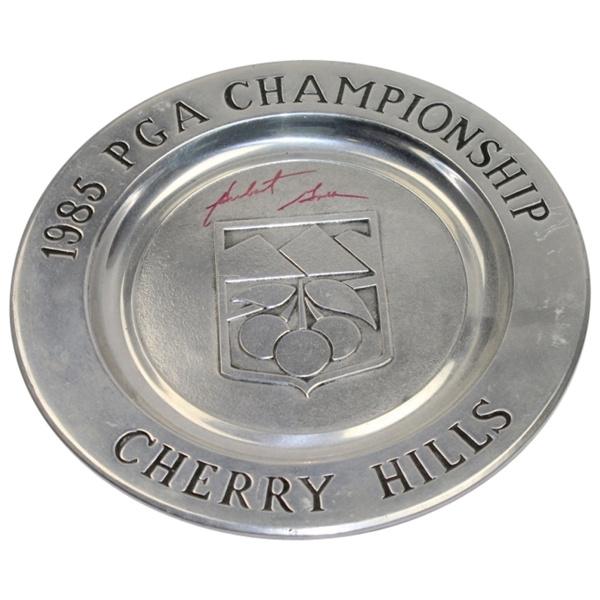 Hubert Green Signed 1985 PGA Championship at Cherry Hills Pewter Plate JSA COA