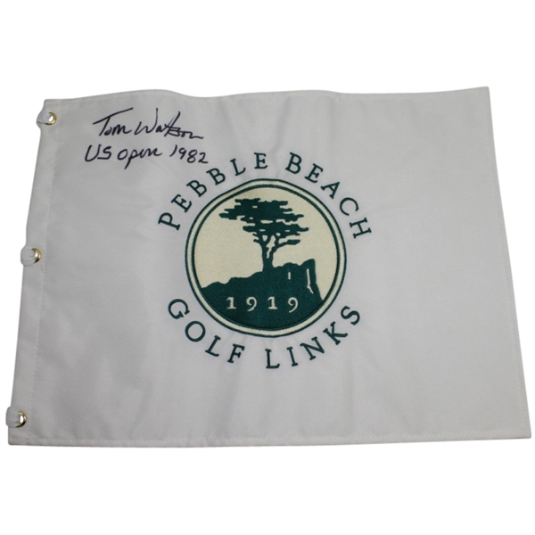 Tom Watson Signed Pebble Beach Embroidered Flag JSA COA