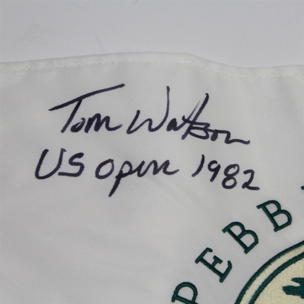 Tom Watson Signed Pebble Beach Embroidered Flag JSA COA