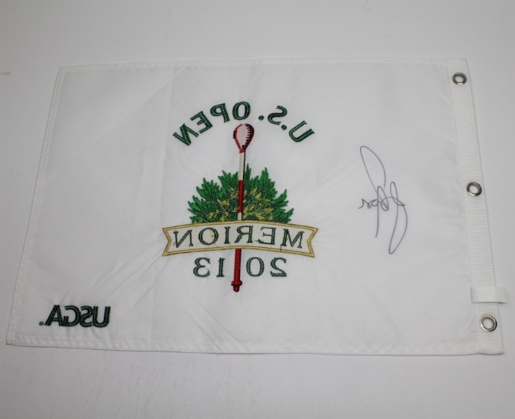Justin Rose Signed 2013 US Open at Merion Embroidered Flag JSA COA