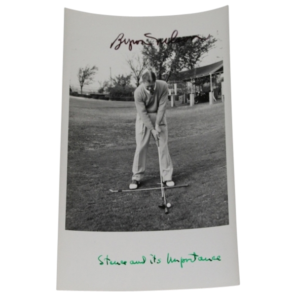 Byron Nelson Signed Original Photo 'Stance and It's Importance' From Winning Golf JSA COA