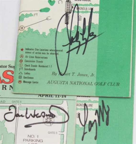 Lot of 3 Signed Masters Spectator Guides - Mize, Lyle, and Woosnam JSA COA