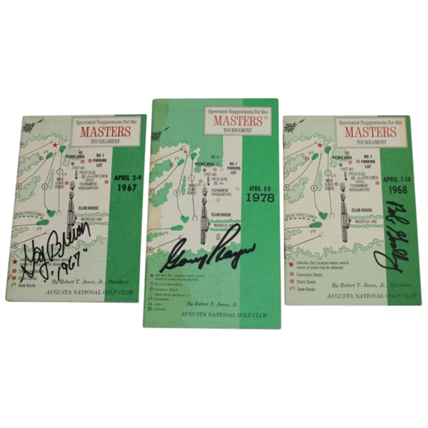 Lot of 3 Signed Masters Spectator Guides - Player, Goalby, and Brewer JSA COA