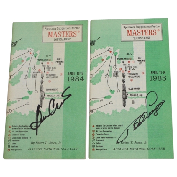 Lot of 2 Signed Masters Spectator Guides - Crenshaw and Langer JSA COA