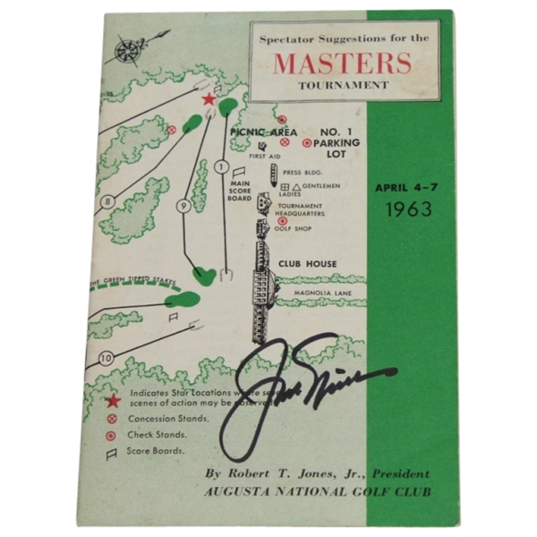 Jack Nicklaus Signed 1963 Masters Spectator Guide- First Win @ Augusta