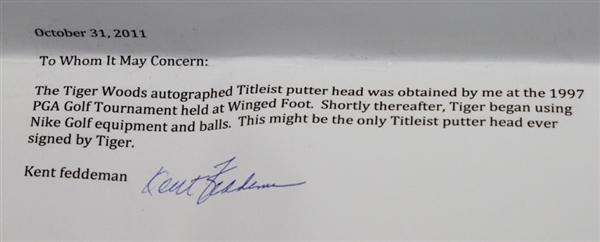 Tiger Woods Signed TITLEIST Putter Head JSA Full Letter Cert #X40108