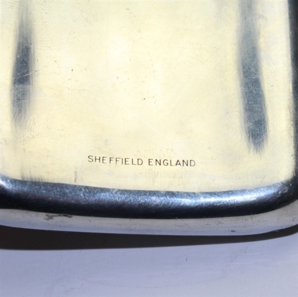 Sheffield England Etched Golfer Silver Flask