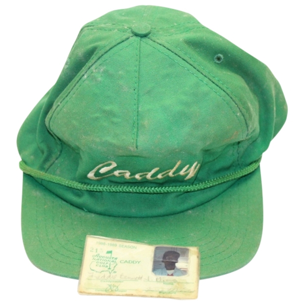1988-1989 Season Augusta National Caddy ID Badge & Caddy Hat-The Real Deal!