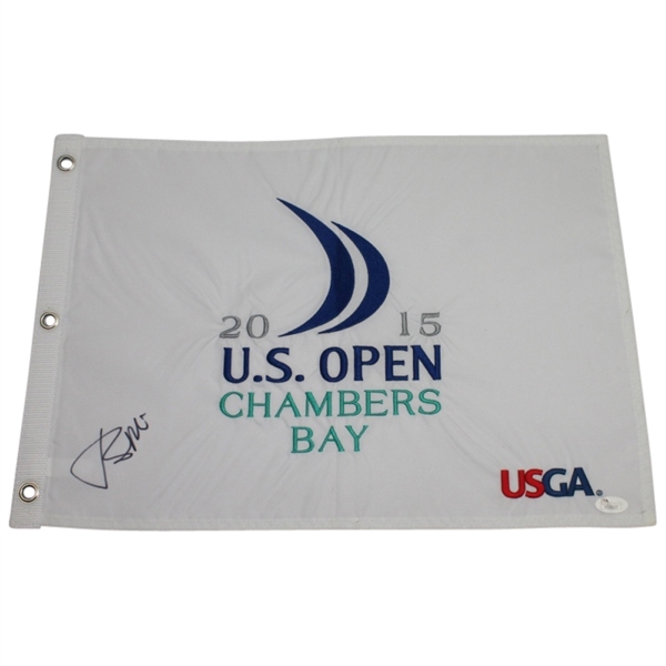 Jordan Spieth Signed 2015 US Open at Chambers Bay Embroidered Flag JSA #Y53837