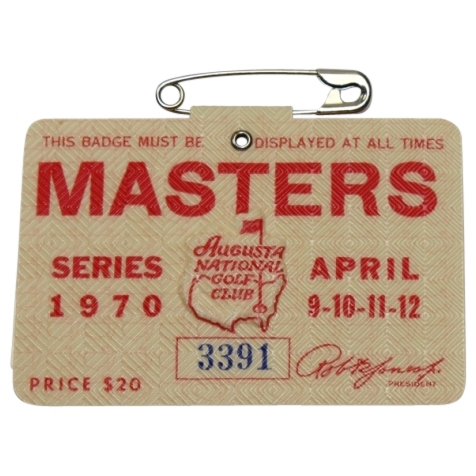 1970 Masters Tournament Badge - #3391 - Billy Casper Winner