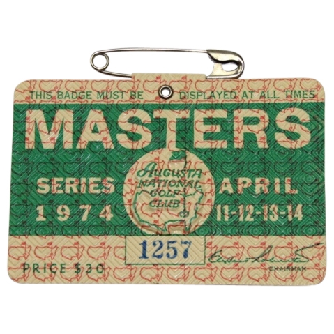 1974 Masters Tournament Badge - #1257 - Gary Player Winner