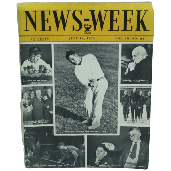 1934 Newsweek Magazine Featuring That Year’s U.S. Open Champion Olin Dutra on Cover