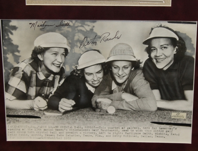 Babe Didrickson Signed Cut, Betsy Rawls & Marilyn Smith Signed Photo, and 1952 Program 