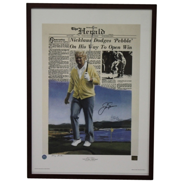 Jack Nicklaus Signed 1972 US Open Pebble Beach Golfer of the Century Doug London Print JSA COA