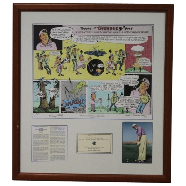 Tommy Bolt Signed Cartoon Ensemble: A Strategy: How To Win The 1958 US Open 1/10 A.P.