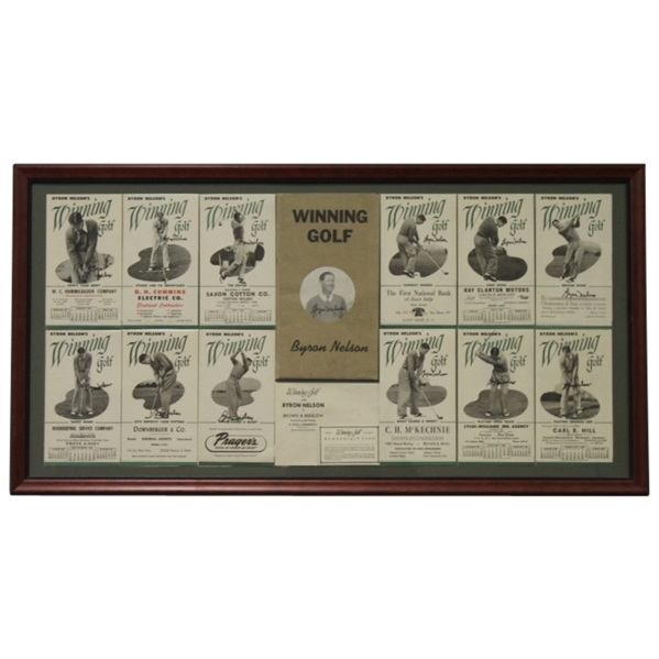 Byron Nelson  13 Signed Items 'Winning Golf' Display - 1950's Advertising Pieces JSA COA