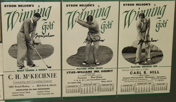 Byron Nelson  13 Signed Items 'Winning Golf' Display - 1950's Advertising Pieces JSA COA