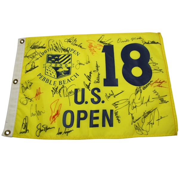 32 U.S. Open Winners Multi Signed  Flag-100th U.S. Open @ Pebble W/Arnie, Jack & Gary