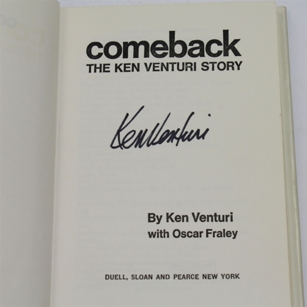 Ken Venturi9d-2013) Signed 1966 Book 'Comeback: The Ken Venturi Story' JSA COA