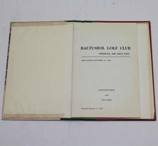 1969 Baltusrol Golf Club Book - Constitution, By-Laws, Officers, Governors, Rules, Roster 
