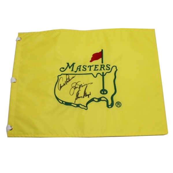 'The Big Three' Signed Masters Undated Embroidered Flag JSA COA