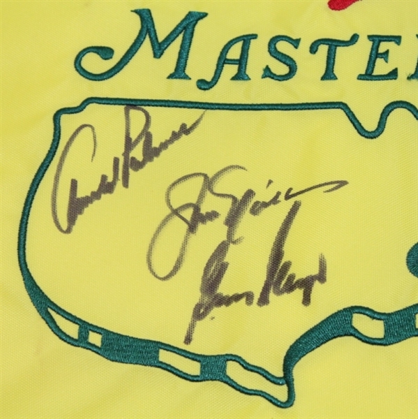 'The Big Three' Signed Masters Undated Embroidered Flag JSA COA