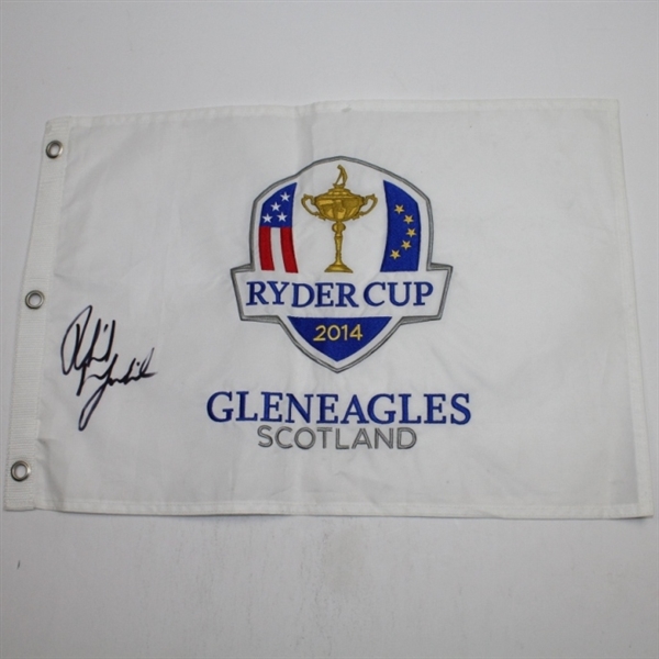 Phil Mickelson Signed 2014 Ryder Cup Embroidered Gleneagles Flag JSA COA