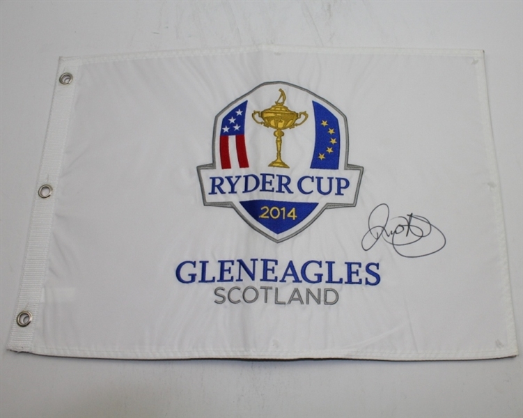 Rory McIlroy Signed 2014 Ryder Cup at Gleneagles Embroidered Flag JSA COA