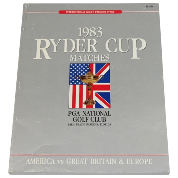 1983 Ryder Cup Program - PGA National Golf Club-Jack Nicklaus Captain