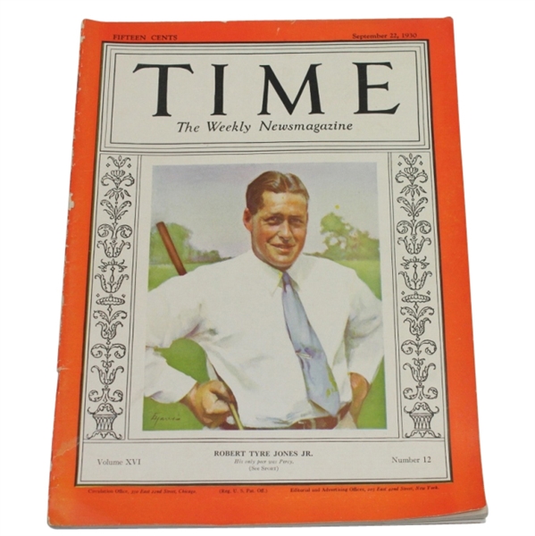 1930 Time Magazine with Bobby Jones on Cover - Highly Desired & Top Quality Example