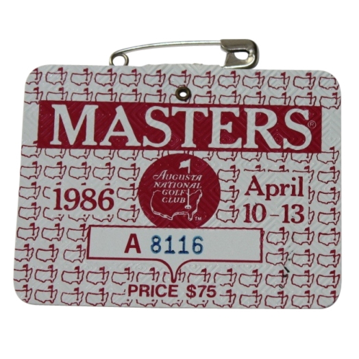 1986 Masters Tournament Badge - #A8116 - Jack Nicklaus Winner