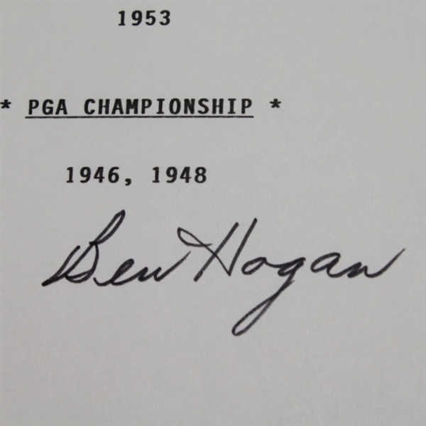 Ben Hogan Signed Career Accomplishments Page JSA COA