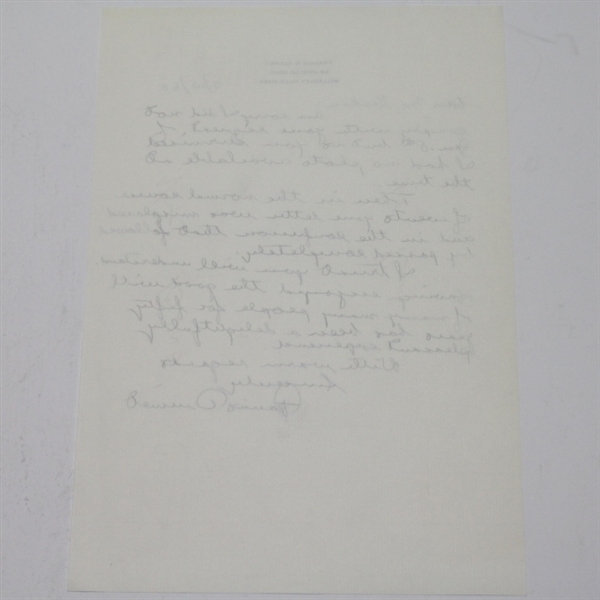 Francis Ouimet Handwritten Letter JSA COA