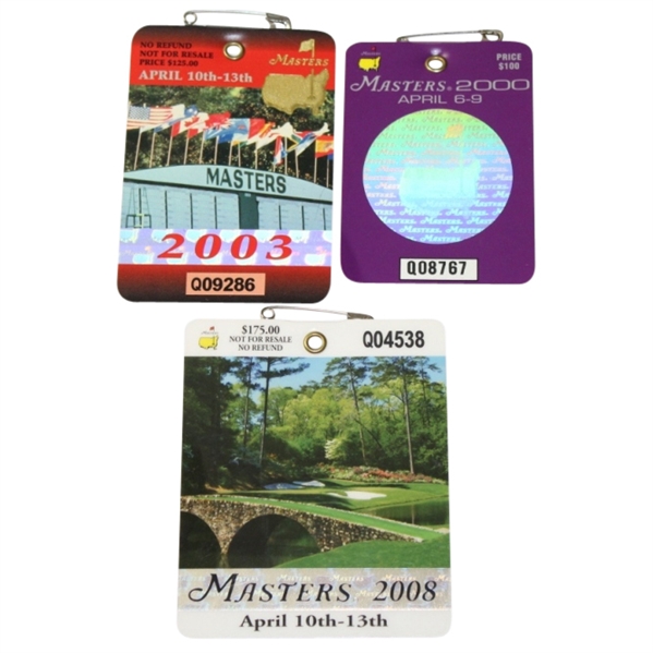 2000, 2003, & 2008 Masters Tournament Badges - Singh, Weir, and Immelman