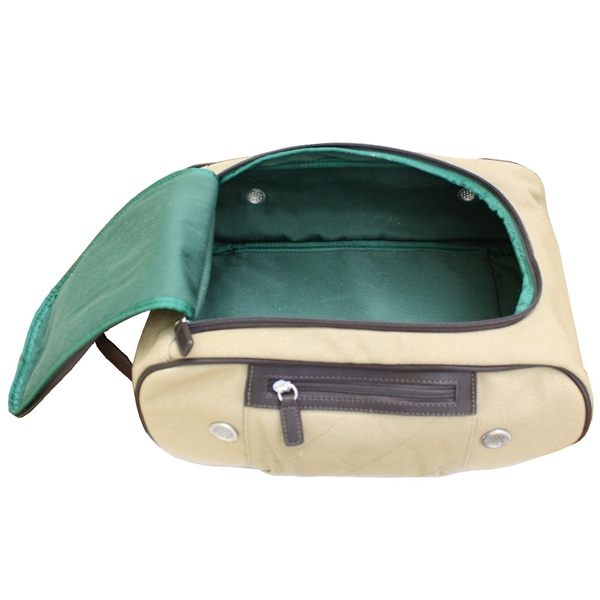 Undated Khaki Augusta National Leather and Canvas Shoe Bag