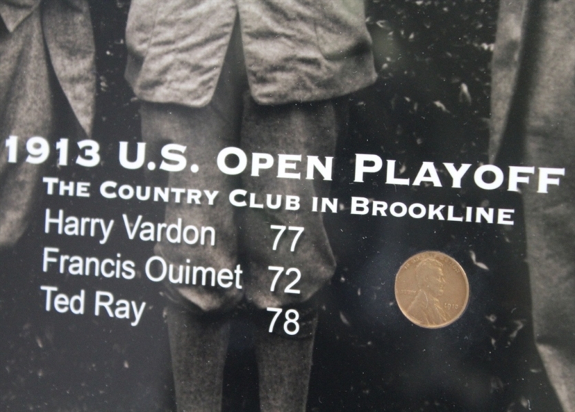 1913 US Open @ The Country Club Commemorative Framed Picture with 1913 Penny
