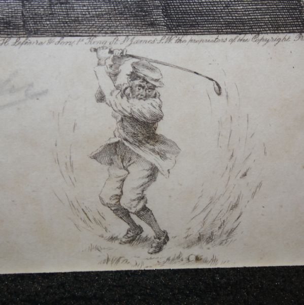 W. Dendy Sadler James Dobie Original signed Golf Print 1915 A Little Practice - Gifted to Bobby Jones