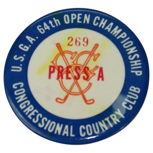 1964 US Open at Congressional C.C. Press  Badge #269
