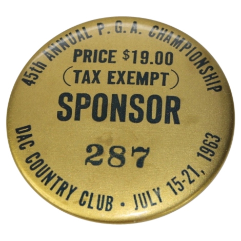 1963 PGA Championship Sponsor Pin #287 - Nicklaus' First PGA Championship