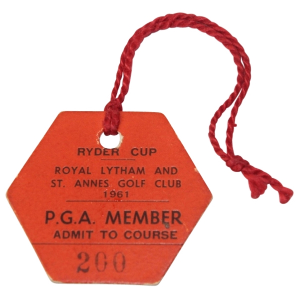 1961 Ryder Cup PGA Member Ticket #200 - Royal Lytham and St. Annes