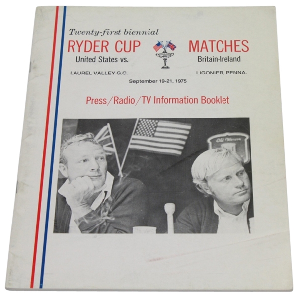 1975 Ryder Cup at Laurel Valley Press/Radio/TV Information Booklet-Arnold Palmer Captain