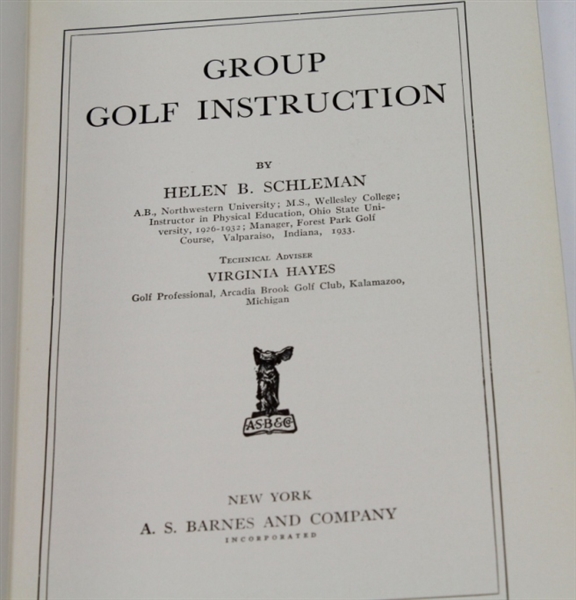 1934 Golf Book 'Group Golf Instruction' by Helen B. Schleman