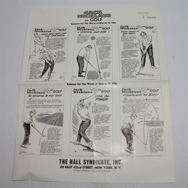 Lot of Five 'Jack Nicklaus on Golf' Editor Pre-Production Proof Sheets - 1966