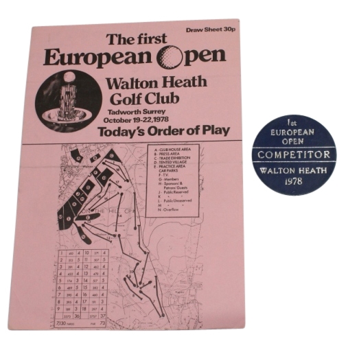 1978 The First European Open Pairing Sheet Plus Contestant Badge