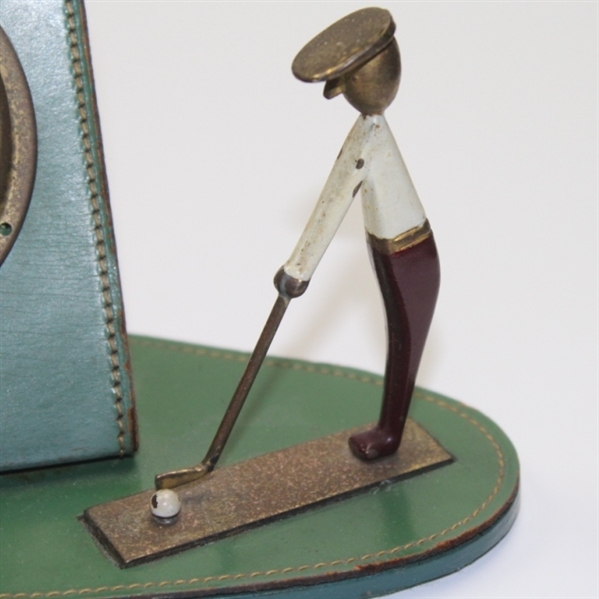 Vintage Viking Leather Barometer Golfer Display - Hagenower Style