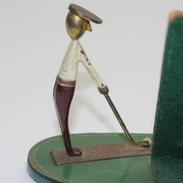 Vintage Viking Leather Barometer Golfer Display - Hagenower Style