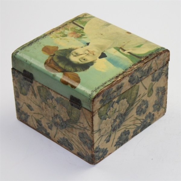 Vintage Sewing Box with Woman Golfer Depiction
