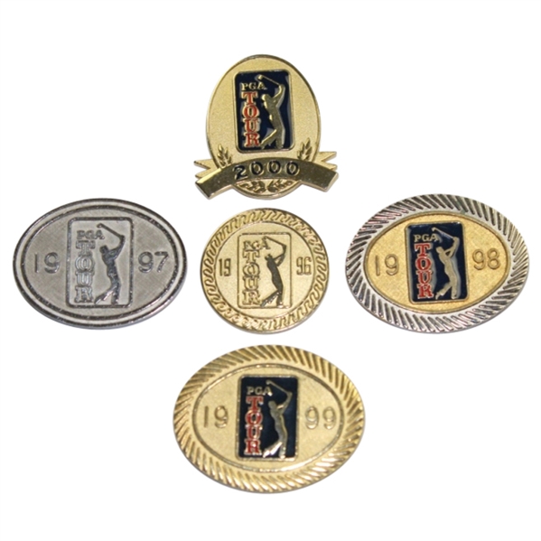 Lot of Five PGA Tour Pins - 1996-2000 - Mark Brooks Collection