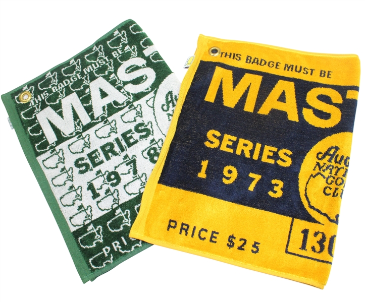 1973 & 1979 Masters Large Commemorative 'Badge' Bag Towels